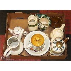 FLAT OF VARIOUS TEAPOTS & AND PITCHERS