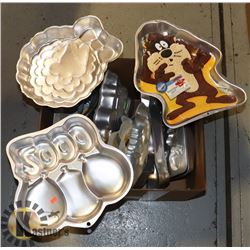 BOX OF ASSORTED WILTON CAKE PANS INCLUDES