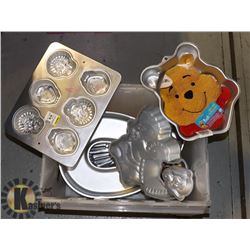 BOX OF ASSORTED WILTON CAKE PANS INCLUDES