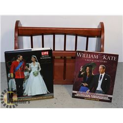 WOOD MAGAZINE RACK SOLD WITH TWO ROYAL WEDDING