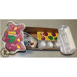 BOX OF ASSORTED WILTON CAKE PANS INCLUDES