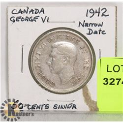 1942 CANADIAN SILVER 50 CENT PIECE