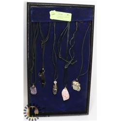 JEWELRY / NECKLACE DISPLAY W/ 5 DIFFERENT STONE