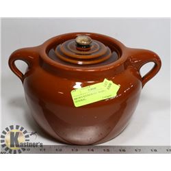 BROWN STONEWARE BEAN POT - GENERAL,