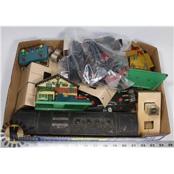 FLAT OF MODEL TRAIN PARTS AND ACCESSORIES