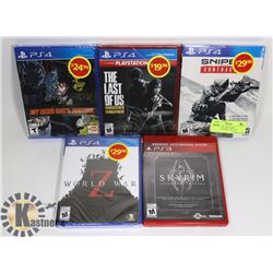 LOT OF 4NEW PS4 +1NEWPS3 GAME, INCLUDES: SNIPER,