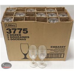 CASE OF 36 LIBBEY EMBASSY 4.5OZ WHISKEY GLASSES