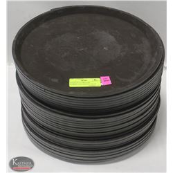 STACK OF 12" CIRCULAR RUBBER-LINED SERVING TRAYS