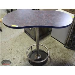 BLENDED BLUE VENEER BAR-HEIGHT TABLE W/ FOOTREST