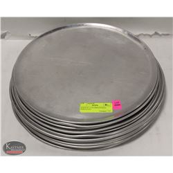 STACK OF 15 ALUMINUM PIZZA PANS (12-14")