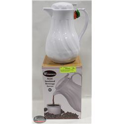 NEW WINCO 42 OZ WHITE SWIRL THERMAL BEVERAGE