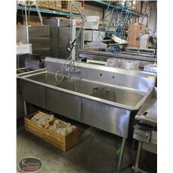 3-WELL STAINLESS STEEL COMMERCIAL SINK W/
