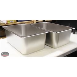 TWO NEW FULLSIZE S/S FOOD INSERTS- 7.5" DEPTH