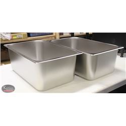 TWO NEW FULLSIZE S/S FOOD INSERTS- 7.5" DEPTH