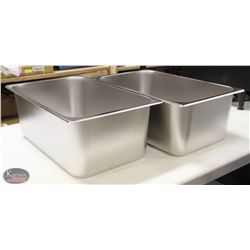 TWO NEW FULLSIZE S/S FOOD INSERTS- 7.5" DEPTH