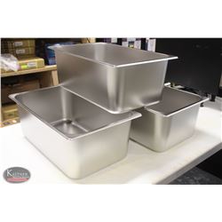 THREE NEW FULLSIZE S/S FOOD INSERTS- 7.5" DEPTH