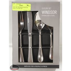 NEW 16PC WINDSOR STAINLESS STEEL CUTLERY SET