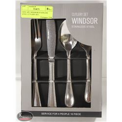 NEW 16PC WINDSOR STAINLESS STEEL CUTLERY SET