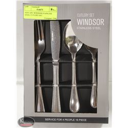 NEW 16PC WINDSOR STAINLESS STEEL CUTLERY SET