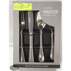 NEW 16PC WINDSOR STAINLESS STEEL CUTLERY SET
