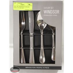 NEW 16PC WINDSOR STAINLESS STEEL CUTLERY SET