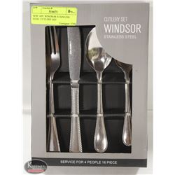 NEW 16PC WINDSOR STAINLESS STEEL CUTLERY SET
