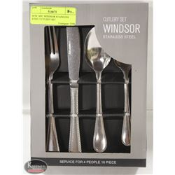 NEW 16PC WINDSOR STAINLESS STEEL CUTLERY SET