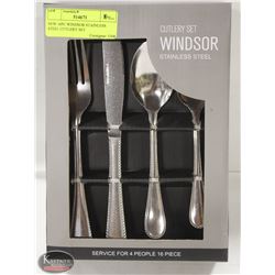 NEW 16PC WINDSOR STAINLESS STEEL CUTLERY SET