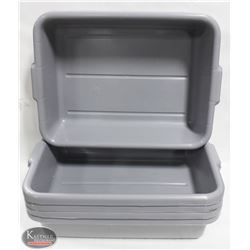 5 NEW JOHNSON ROSE GREY TOTE BOXES / BUS BINS