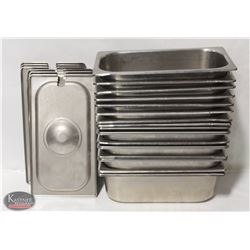 LOT OF ASSORTED STAINLESS STEEL FOOD INSERTS