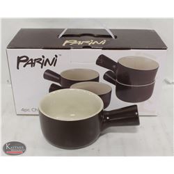 NEW PARINI 4-PIECE CERAMIC CHILI BOWL SET- 16 OZ