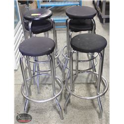 6 CHROME STOOLS W/ LEATHERETTE PADDED SEAT