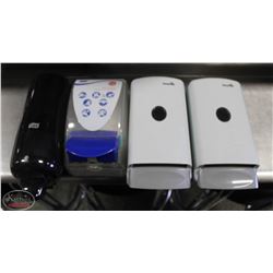 LOT OF 4 SOAP & HAND SANITIZER DISPENSERS