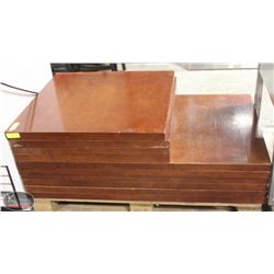 LOT OF 10 WOOD TABLE TOPS -RED