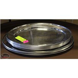 STACK OF 14 ASSORTED CHROME OVAL PLATTERS