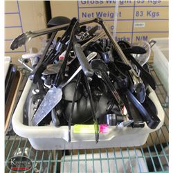 TRAY OF MANY VARIOUS KITCHEN UTENSILS