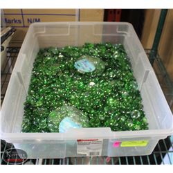TOTE OF GREEN GLASS  ACCENT GEMS