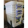 Image 1 : GROUP OF 6 UNUSED WHITE TOTES W/ LATCHING LIDS
