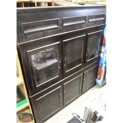 WOOD & GLASS BACK BAR CABINET