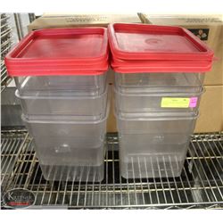 LOT OF EIGHT 8QT INGREDIENT BINS W/ 6 LIDS