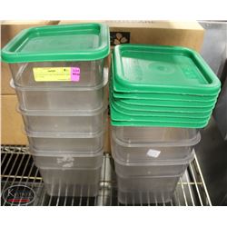 LOT OF EIGHT 4QT INGREDIENT BINS W/ 7 LIDS