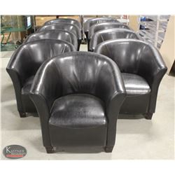 GROUP OF 9 LEATHERETTE BUCKET SEAT ARMCHAIRS