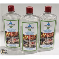 3 BOTTLES OF ENVIROGEL IGNITING FUEL GEL- 600ML