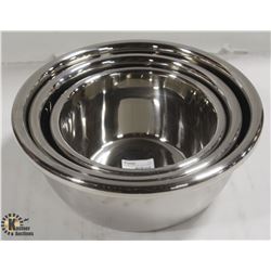 3 NEW PROGRADE STAINLESS STEEL MIXING BOWLS