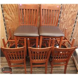 GROUP OF 8 REDWOOD RESTAURANT DINING CHAIRS W/