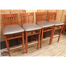 GROUP OF 4 REDWOOD RESTAURANT BARHEIGHT CHAIRS W/