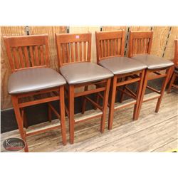 GROUP OF 4 REDWOOD RESTAURANT BARHEIGHT CHAIRS W/