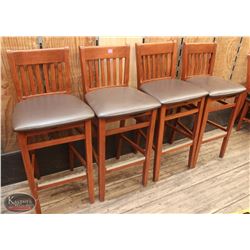GROUP OF 4 REDWOOD RESTAURANT BARHEIGHT CHAIRS W/
