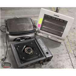 LOT W/ PORTABLE PROPANE STOVE, MOSQUITO ZAPPER,