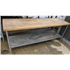Image 1 : 8' BUTCHER BLOCK TABLE W/ UNDERSHELF * AS IS